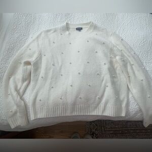 Splendid Cream Sweater with Pearl Details
